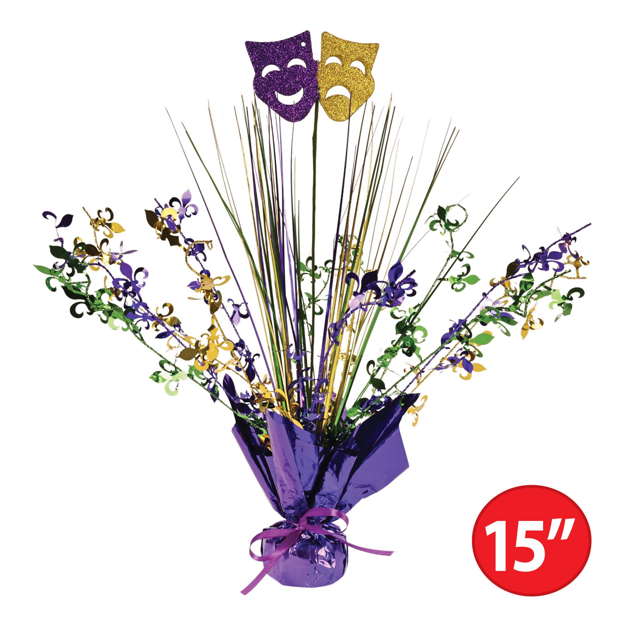 Beistle 15" Mardi Gras Gleam 'N Spray Centerpieces, 2ct.